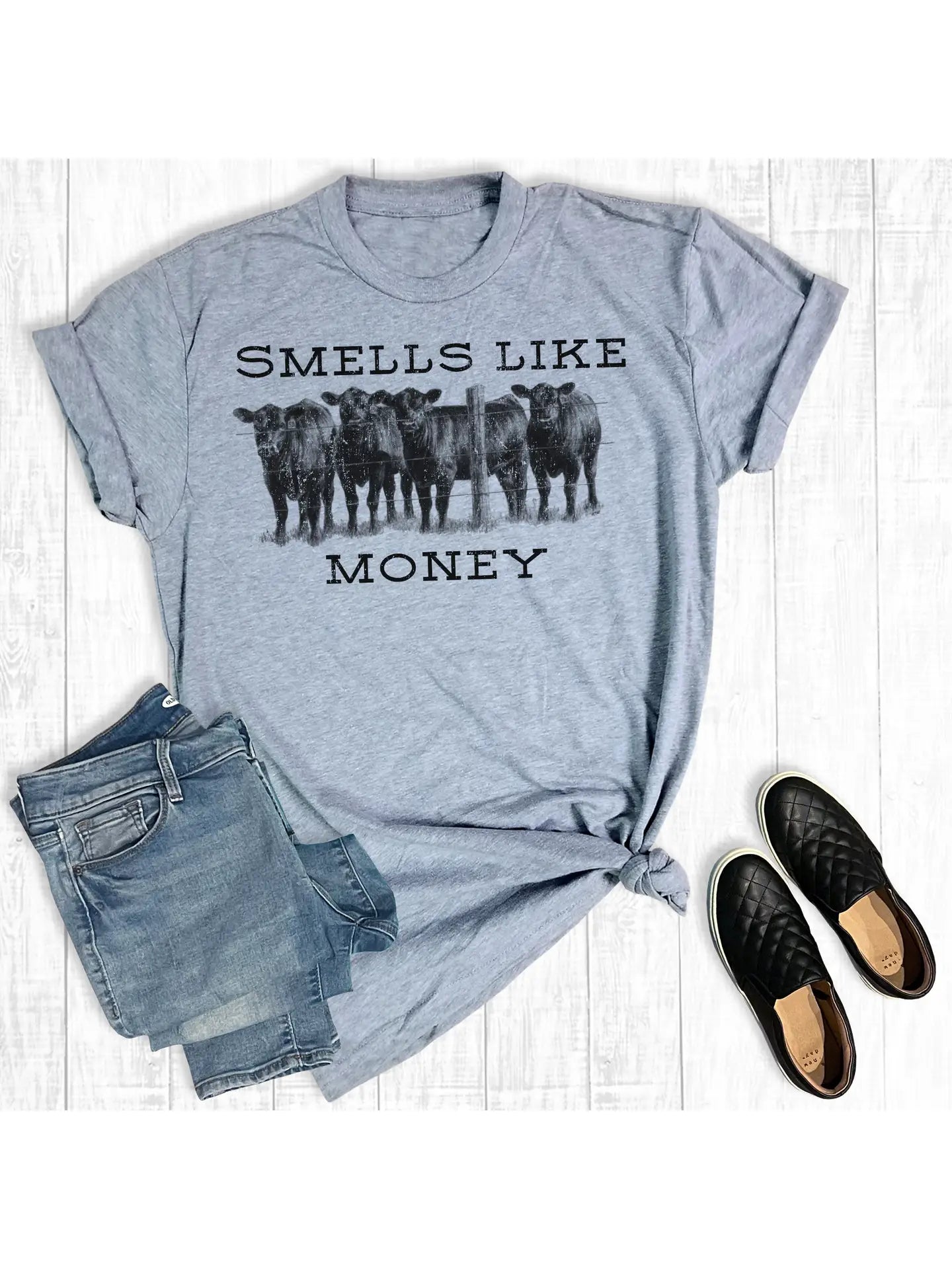 Western Cows Smells Like Money Graphic Tee