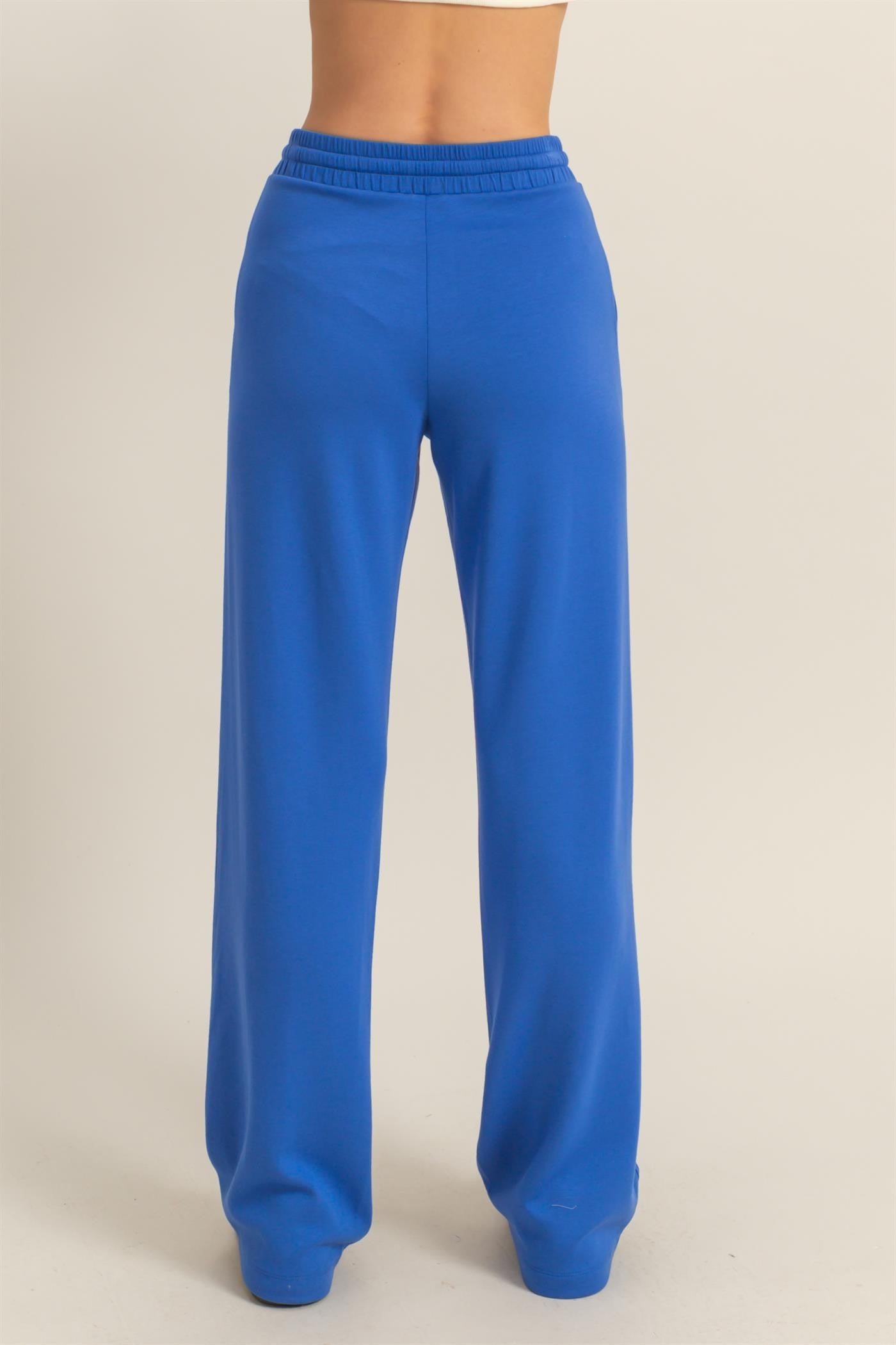 High-Waist Drawstring Straight-Cut Pants