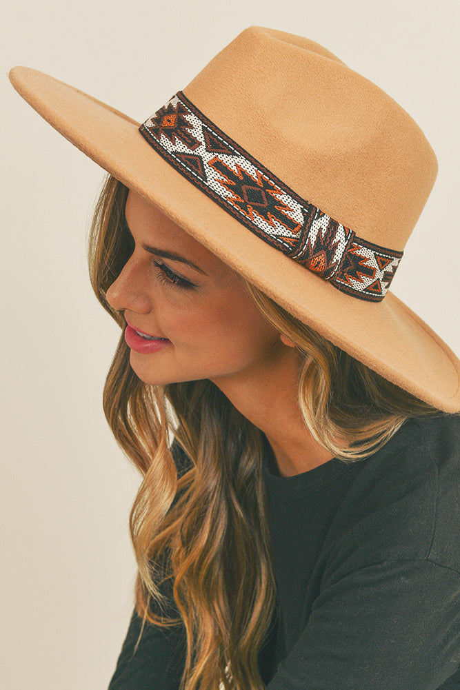 Tribal Band Panama Hat - Taupe