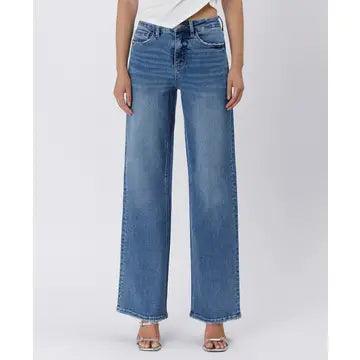 Tummy Control Super High Rise Baggy Wide Jeans