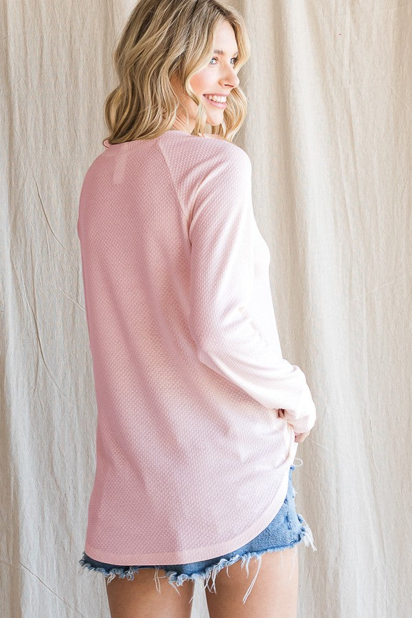 Waffle Knit Long Sleeve Top