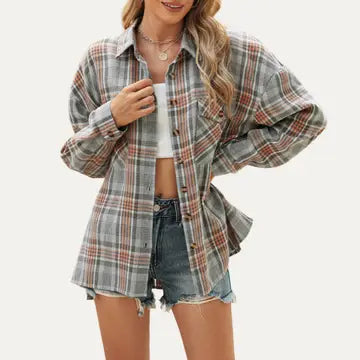 Fall-Essential Multicolored Plaid Long Sleeve Shirt