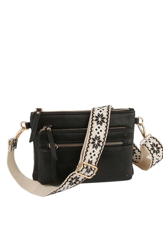 Multi Zip Pocket Crossbody Purse