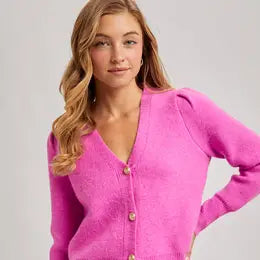 BUTTON DOWN V-NECK CARDIGAN