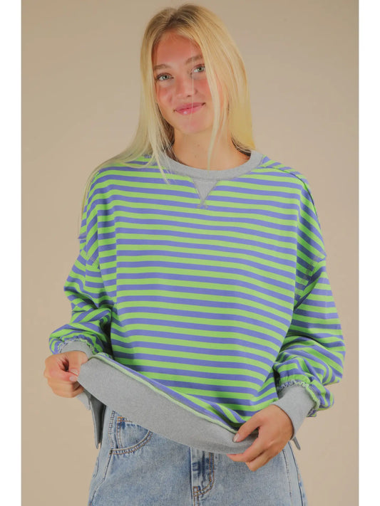 Stripe Comfy Casual Oversized Knit Top